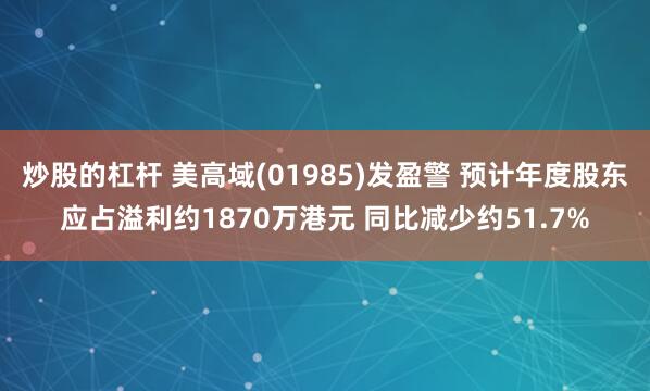 炒股的杠杆 美高域(01985)发盈警 预计年度股东应占溢利约1870万港元 同比减少约51.7%
