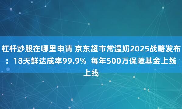 杠杆炒股在哪里申请 京东超市常温奶2025战略发布：18天鲜达成率99.9%  每年500万保障基金上线