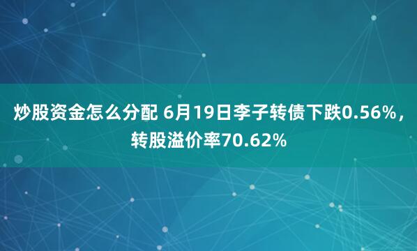 炒股资金怎么分配 6月19日李子转债下跌0.56%，转股溢价率70.62%